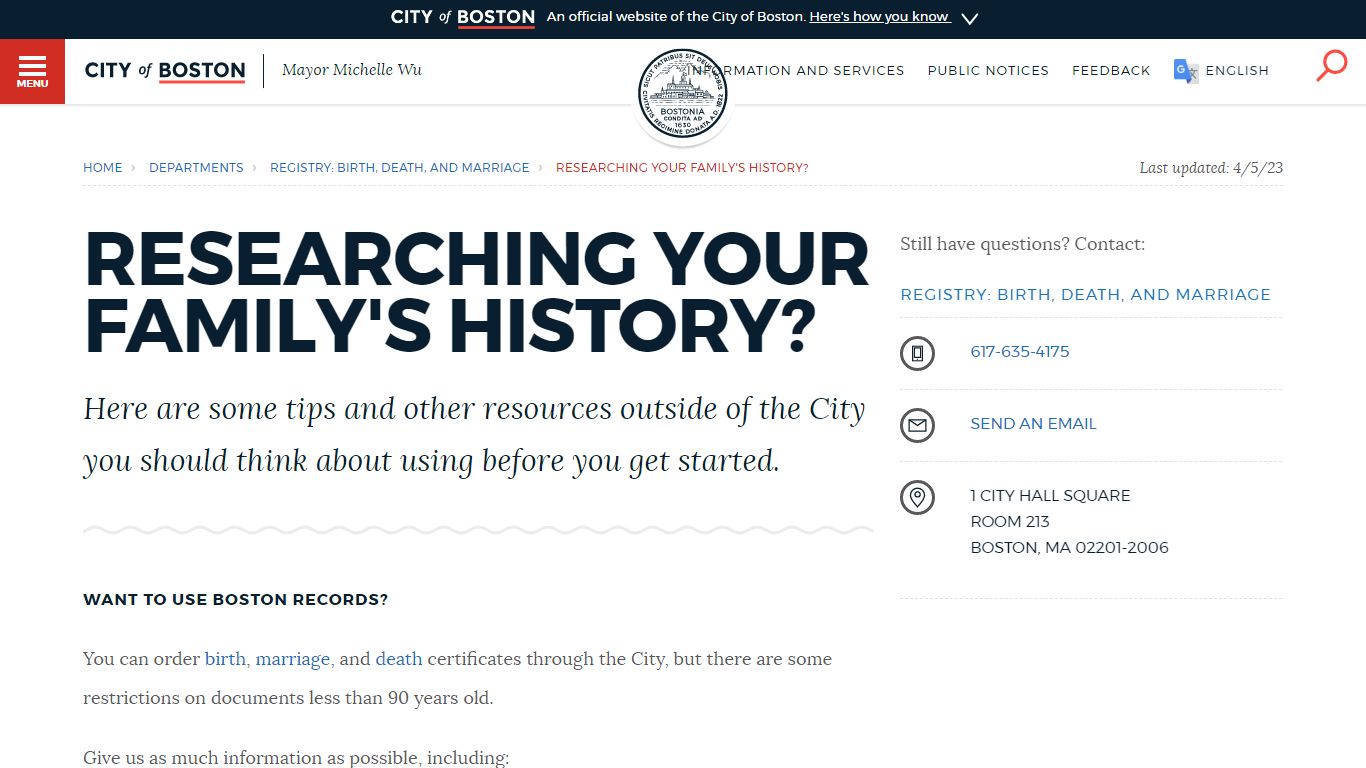 Researching your family's history? | Boston.gov